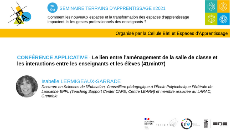 image de la conférence d'Isabelle Sarrade au séminaire Terrains d'Apprentissage #2021 (J1)