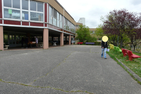 vue d'ensemble extérieur et préau du projet Imaginons le lycée de demain de la Martinière Duchère